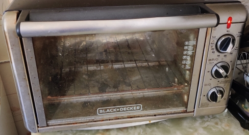Countertop convection oven turned on